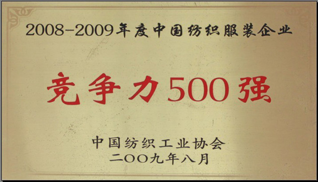2008-2009年度纺织服装竞争力500强